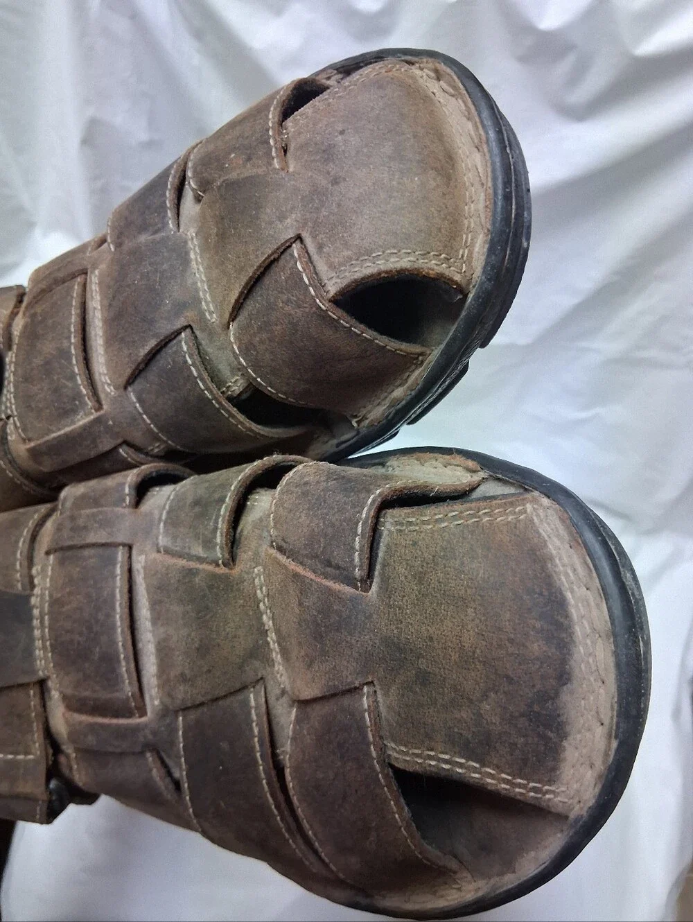Rockport Brown Leather Fisherman-Style Men's Sandals Size 12 Preowned